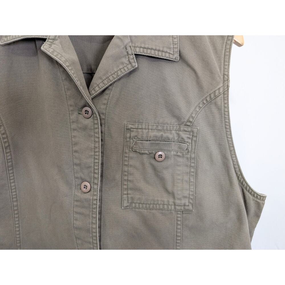 Vintage 90s Vest Surplus Green Button Front Misses Size XL - Picture 3 of 6